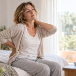 Donna in menopausa con stanchezza e rigidità muscolare